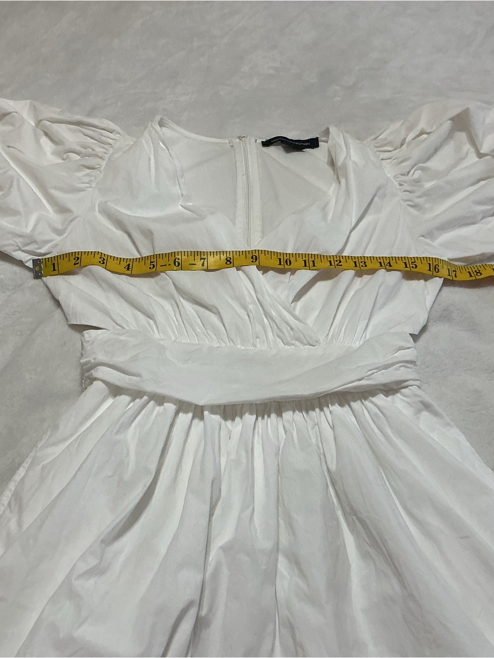 French Connection Rhodes Poplin Puff Sleeve Cut Out Dress White Size 4 - Picture 8 of 11